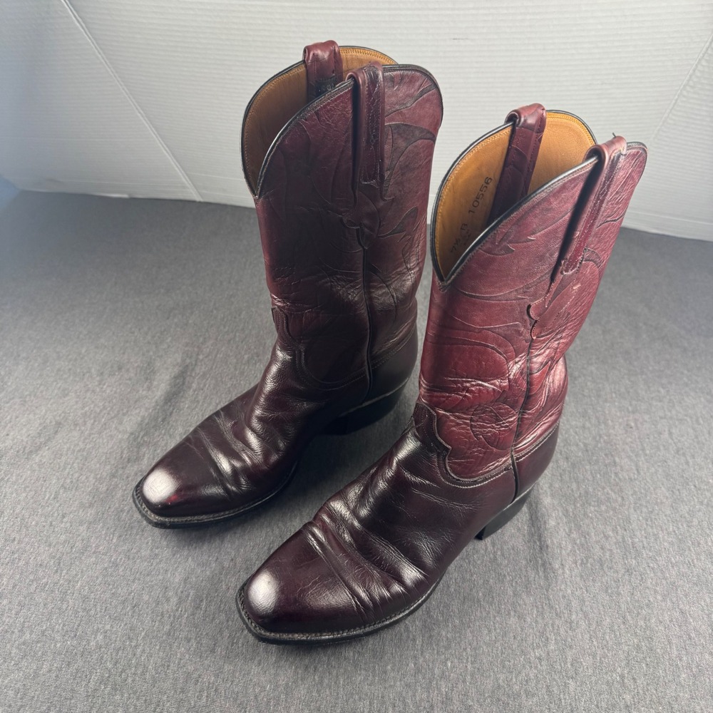Lucchese 1883 Womens Burgundy Black Cherry Leather Western Cowboy Boots 7.5B